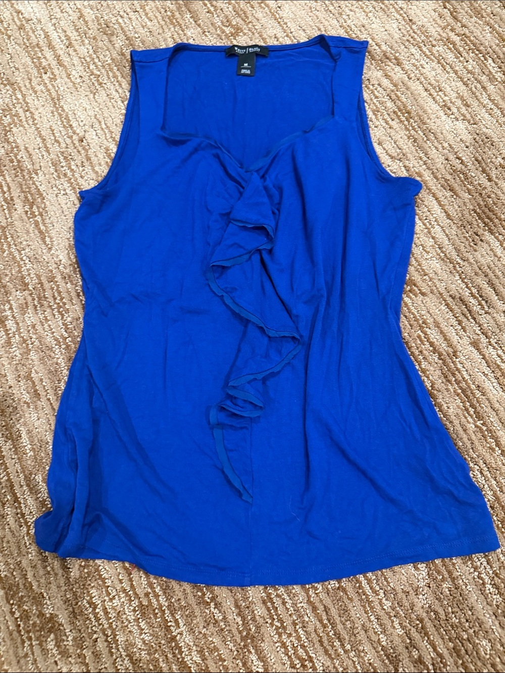 White House Black Market Royal Blue Ruffle Front Sleeveless Camisole